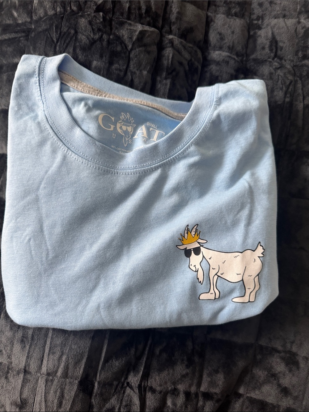 Goat USA Men's Light Blue Short Sleeve Graphic Tee - Crown Goat Logo